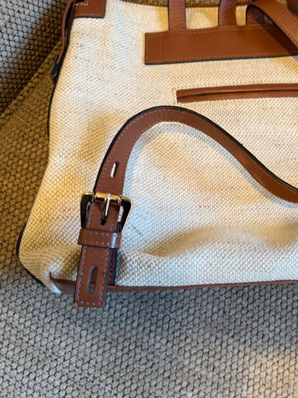Lodis Canvas Leather Pippa Backpack Tan Trim Convertible Travel Bag - Picture 4 of 9